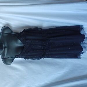 Black Tape_ Women's Spagetti Strap Black Smocked Beaded Dress - Medium